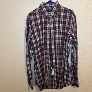 Ralph Lauren Shirt Mens Large Button Down Plaid Lightweight Cotton‎